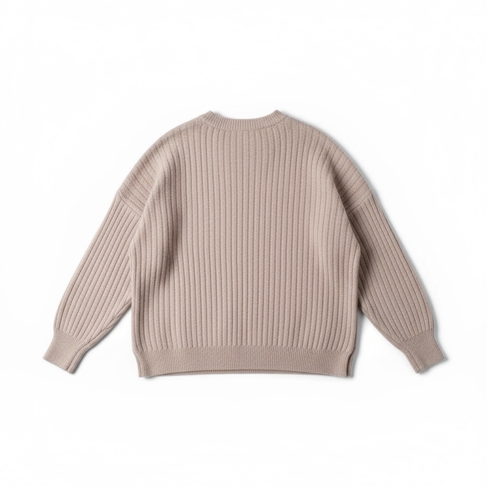 Aerie Taupe Ribbed Crew Neck Sweater - Picture 2 of 3